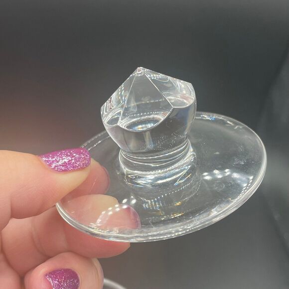 Vintage Crystal Clear Glass Cream and Sugar Faceted Lined Set 3 pc Set - Picture 7 of 10